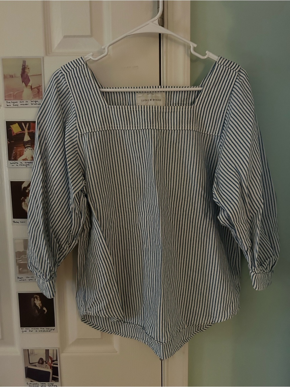 Lucky Brand Women's Blue White Striped Blouse